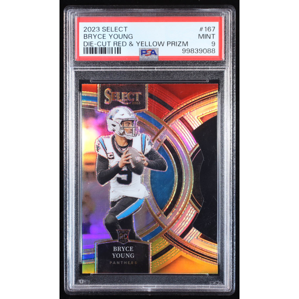 Bryce Young 2023 Select Prizm Red and Yellow Die Cut #167 RC (PSA 9) at PristineAuction.com