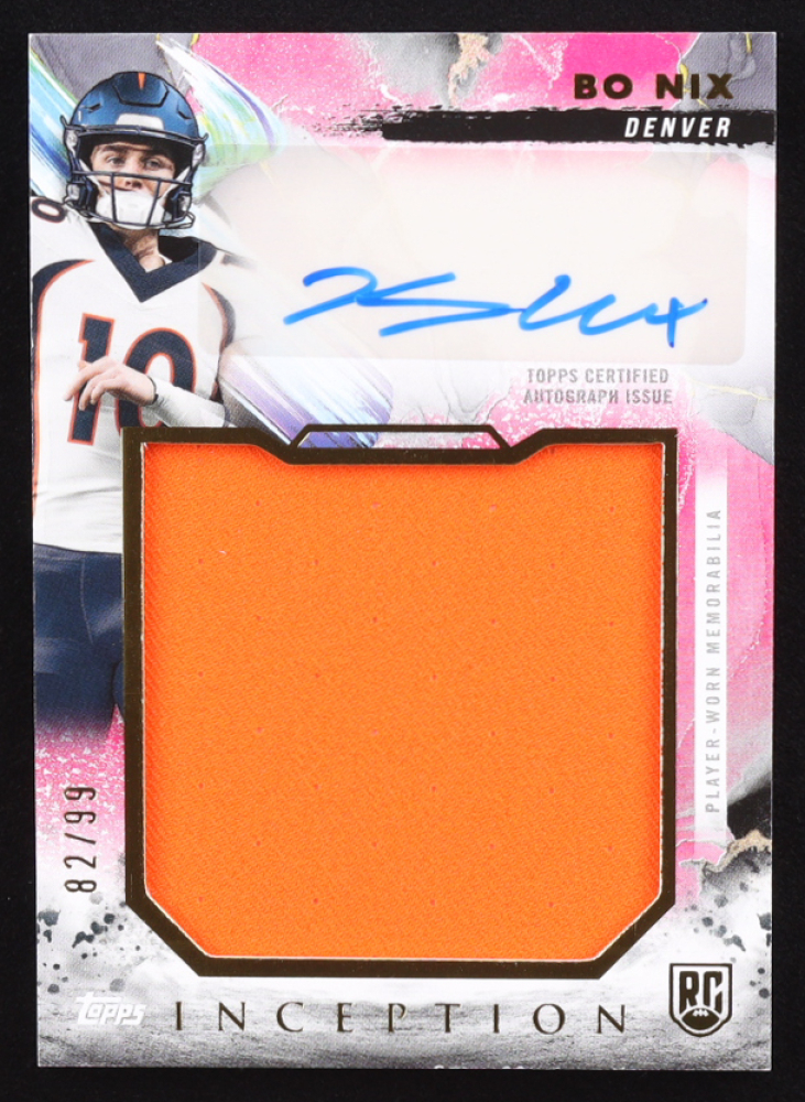 Bo Nix 2024 Topps Inception Rookie Jumbo Relic Autographs Magenta #RJRABN RC #82/99
