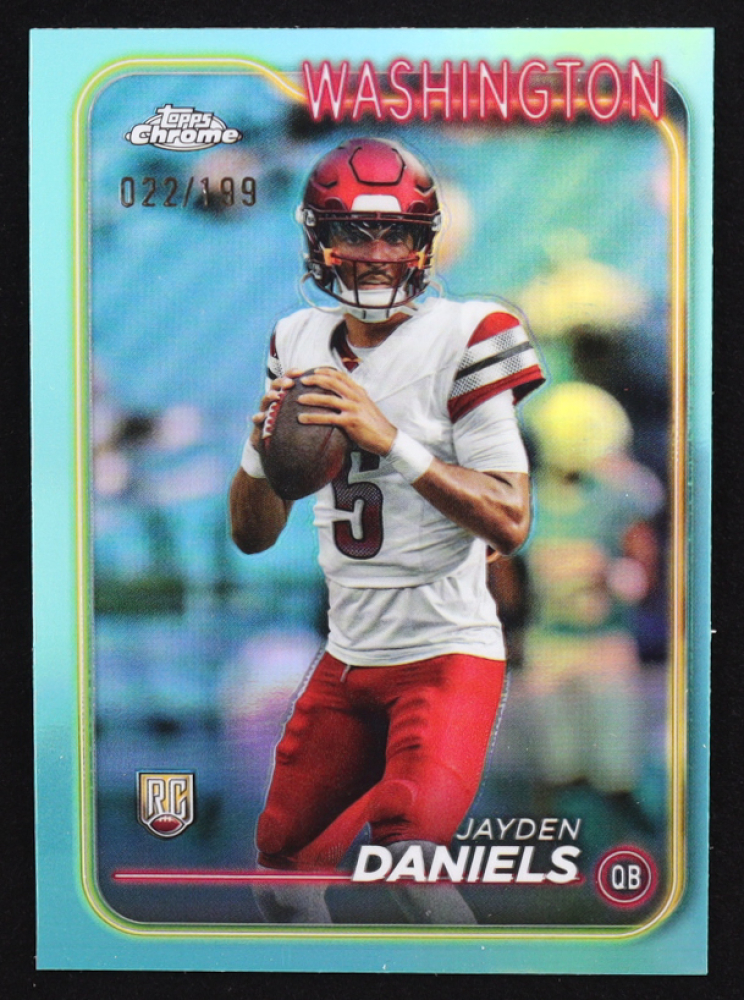 Jayden Daniels 2024 Topps Chrome Aqua Refractors #201 RC #22/199