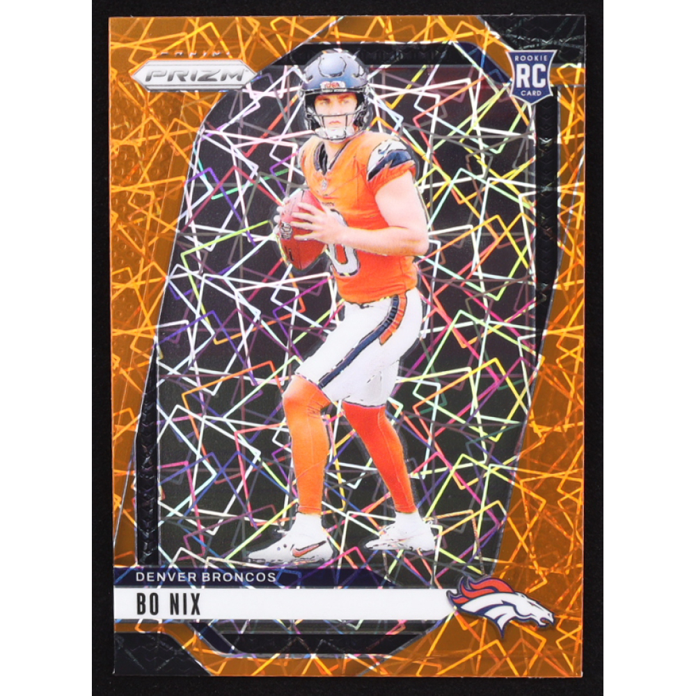 Bo Nix 2024 Panini Prizm Prizms Orange Laser #309 RC at PristineAuction.com