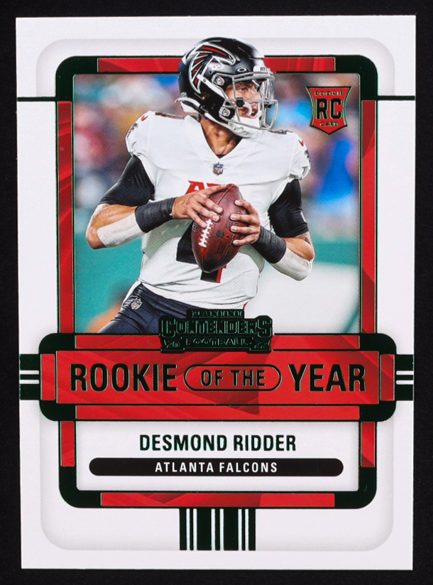 Desmond Ridder 2022 Panini Contenders Rookie of the Year Contenders Emerald #ROYDRI RC at PristineAuction.com Desmond Ridder 2022 Panini Contenders Rookie of the Year Contenders Emerald #ROYDRI RC at PristineAuction.com
