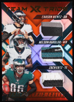 Carson Wentz / Nelson Agholor / Zach Ertz 2018 Panini XR Team Trios Materials Orange #29 #24/25 at PristineAuction.com