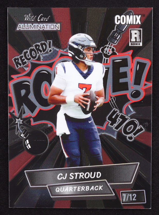 CJ Stroud 2023 Wild Card Alumination Comix Black and Red Mojo #ACBR1CS1 RC #7/12 at PristineAuction.com CJ Stroud 2023 Wild Card Alumination Comix Black and Red Mojo #ACBR1CS1 RC #7/12 at PristineAuction.com