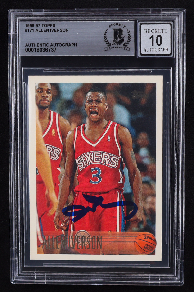 Allen Iverson Signed 1996-97 Topps NBA at 50 #171 RC (BGS | Autograph Graded 10) at PristineAuction.com Allen Iverson Signed 1996-97 Topps NBA at 50 #171 RC (BGS | Autograph Graded 10) at PristineAuction.com