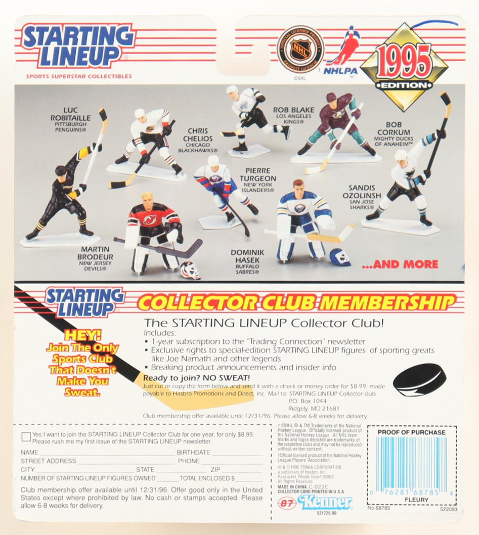 Theoren Fleury Signed Flames 1995 Starting Lineup 4" Figure With Trading Card (JSA) at PristineAuction.com Theoren Fleury Signed Flames 1995 Starting Lineup 4" Figure With Trading Card (JSA) at PristineAuction.com