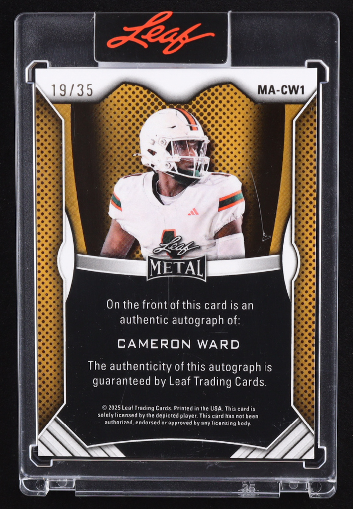 Cameron Ward 2025 Leaf Metal Autograph Blue #MA-CW1 RC #19/35 at PristineAuction.com Cameron Ward 2025 Leaf Metal Autograph Blue #MA-CW1 RC #19/35 at PristineAuction.com