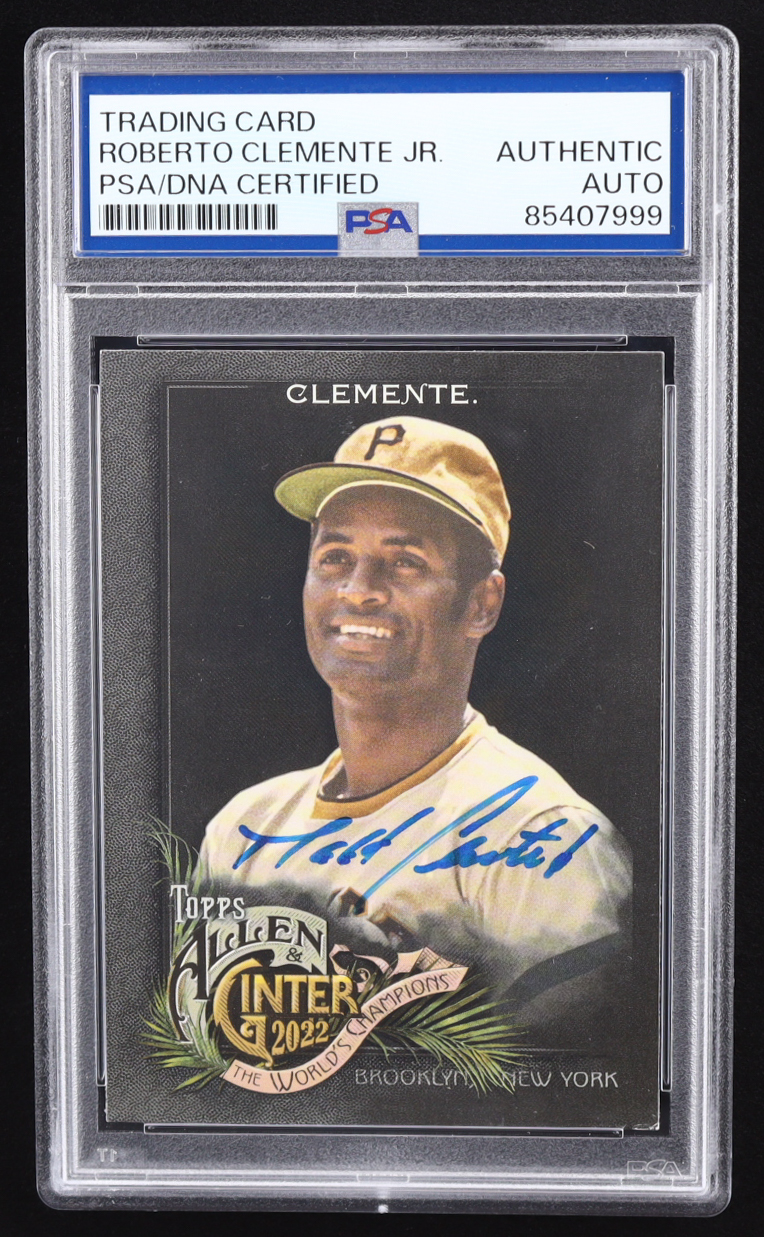 Roberto Clemente Signed 2022 Topps Allen and Ginter Black Border #54 (PSA) at PristineAuction.com Roberto Clemente Signed 2022 Topps Allen and Ginter Black Border #54 (PSA) at PristineAuction.com