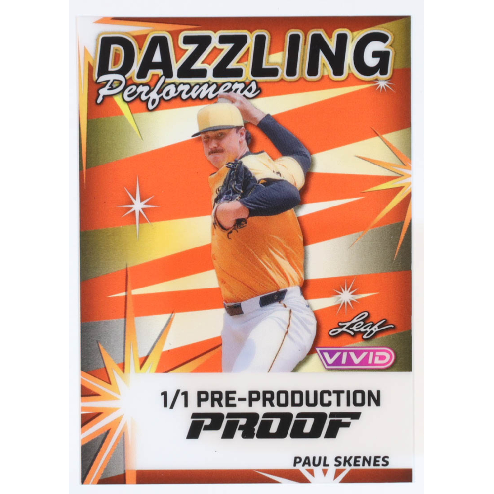 Paul Skenes Leaf Vivid Dazzling Performers Clear Orange Pre-Production Proof #NNO #1/1 at PristineAuction.com