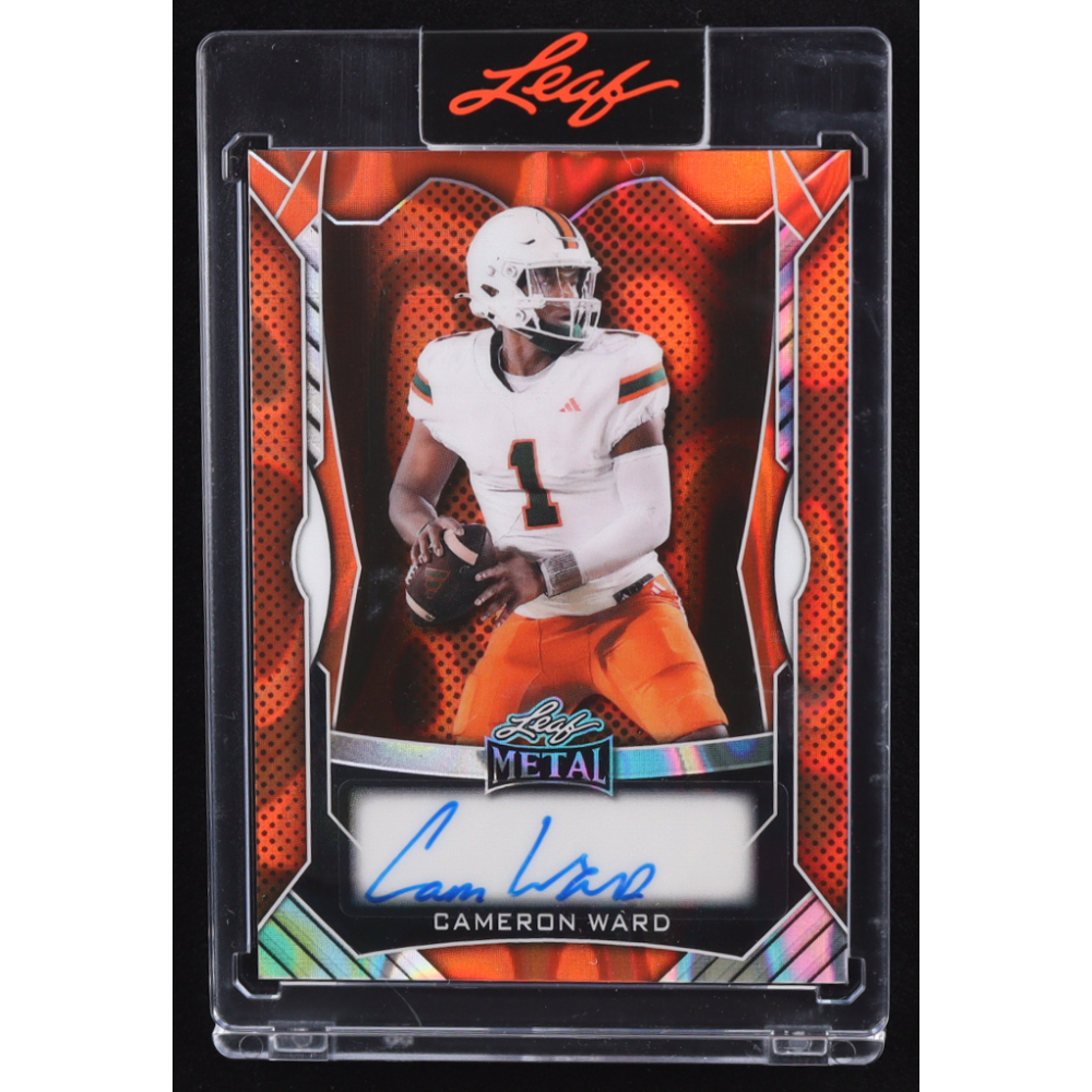 Cam Ward 2025 Leaf Metal Autograph Orange Lava #MACW1 RC #16/45 at PristineAuction.com