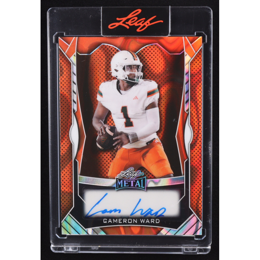 Cam Ward 2025 Leaf Metal Autograph Orange Lava #MACW1 RC #30/45 at PristineAuction.com