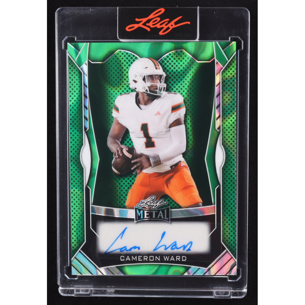 Cam Ward 2025 Leaf Metal Autograph Green Lava #MACW1 RC #22/25 at PristineAuction.com