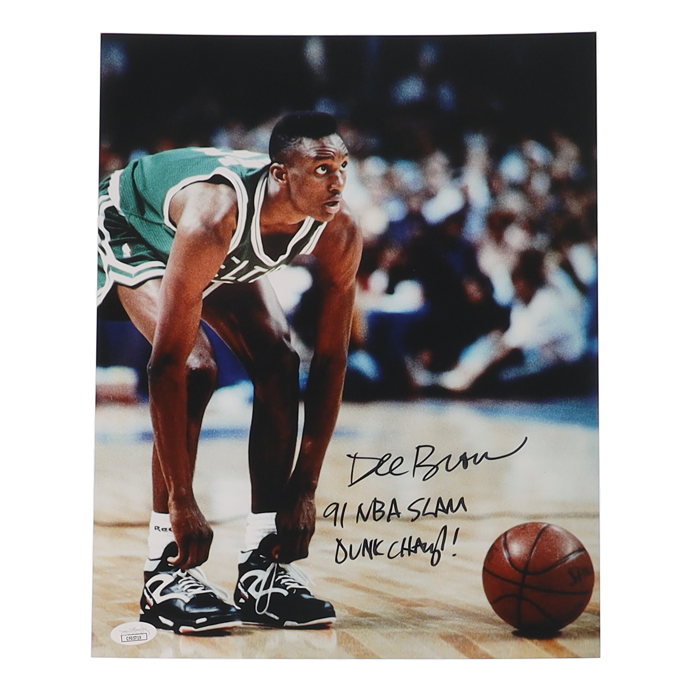 Dee Brown Signed Celtics 11x14 Photo Inscribed "91 NBA Slam Dunk Champ!" (JSA) at PristineAuction.com Dee Brown Signed Celtics 11x14 Photo Inscribed "91 NBA Slam Dunk Champ!" (JSA) at PristineAuction.com