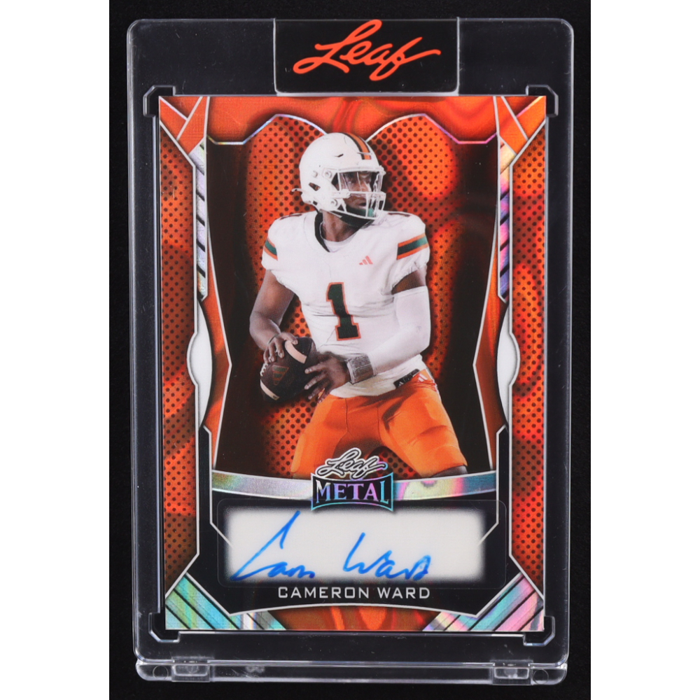Cam Ward 2025 Leaf Metal Autograph Orange Lava #MACW1 RC #15/45 at PristineAuction.com