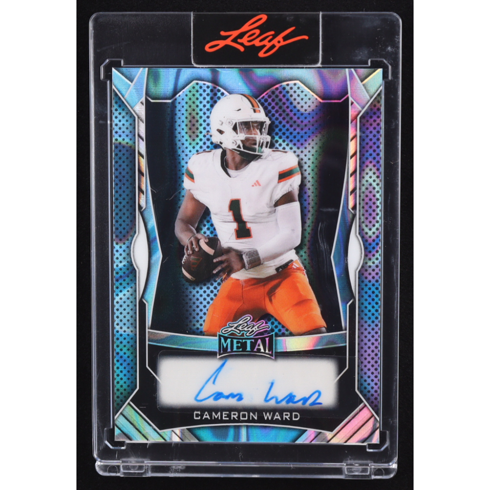 Cam Ward 2025 Leaf Metal Autograph Light Blue Lava #MACW1 RC #2/40 at PristineAuction.com