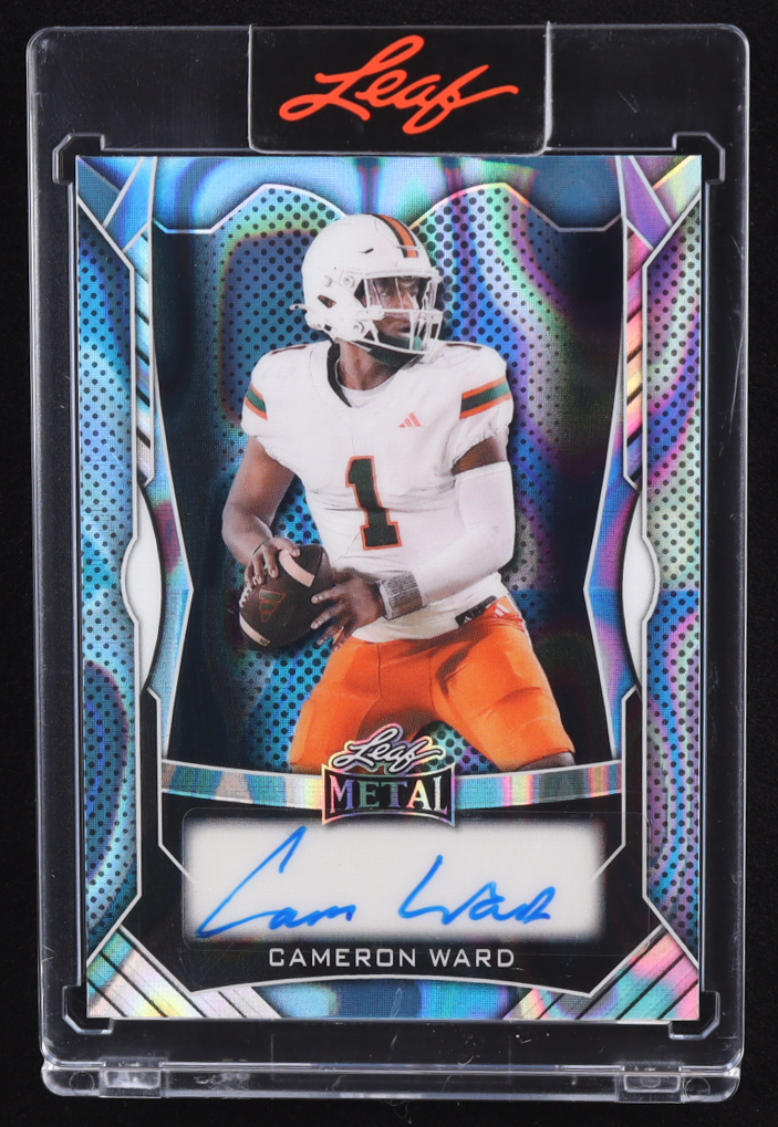 Cam Ward 2025 Leaf Metal Autograph Light Blue Lava #MACW1 RC #21/40 at PristineAuction.com Cam Ward 2025 Leaf Metal Autograph Light Blue Lava #MACW1 RC #21/40 at PristineAuction.com