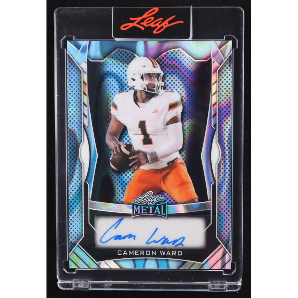 Cam Ward 2025 Leaf Metal Autograph Light Blue Lava #MACW1 RC #1/40 at PristineAuction.com