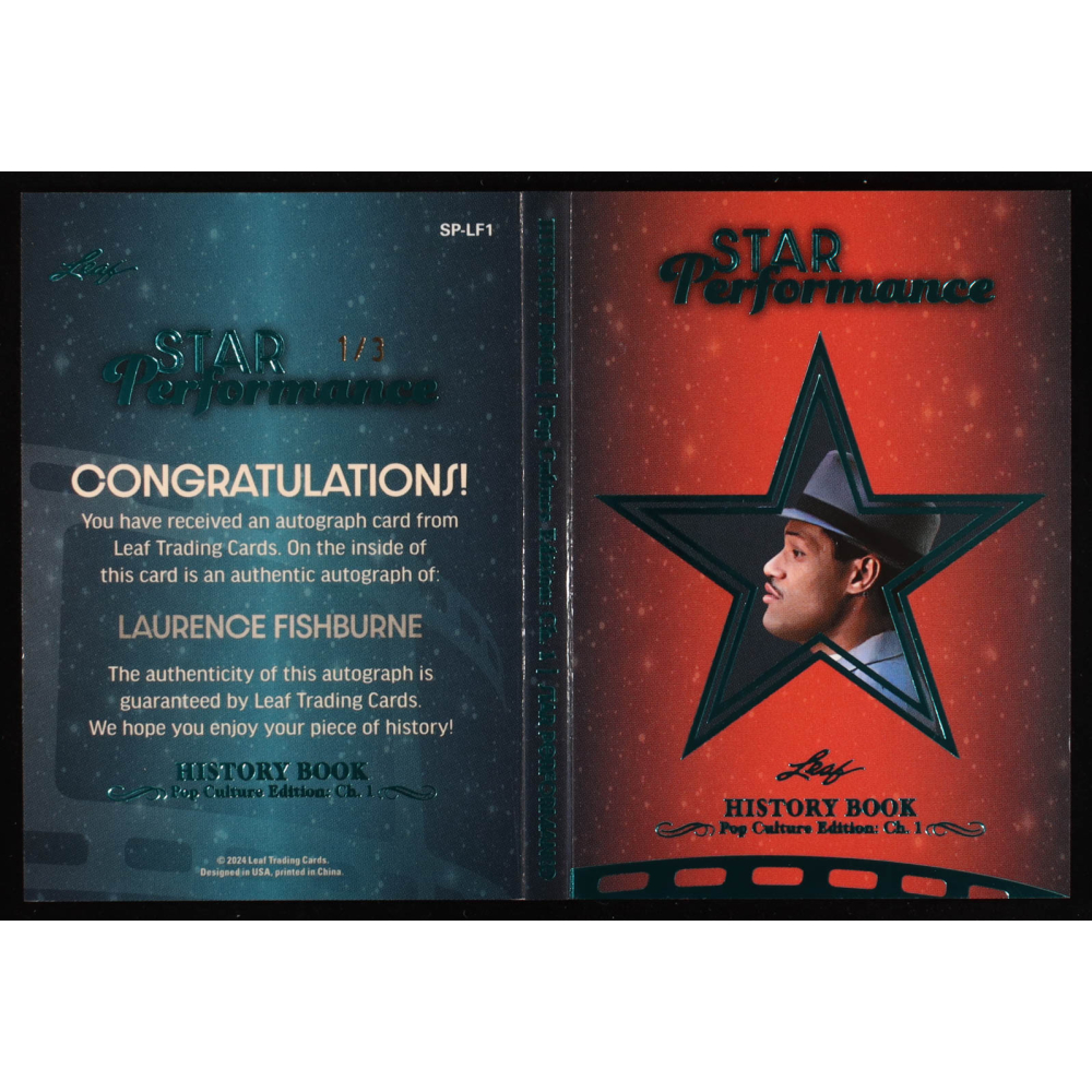 Laurence Fishburne Signed 2025 Leaf History Book Star Performance 1993 Teal #SP-LF1 #1/3 at PristineAuction.com