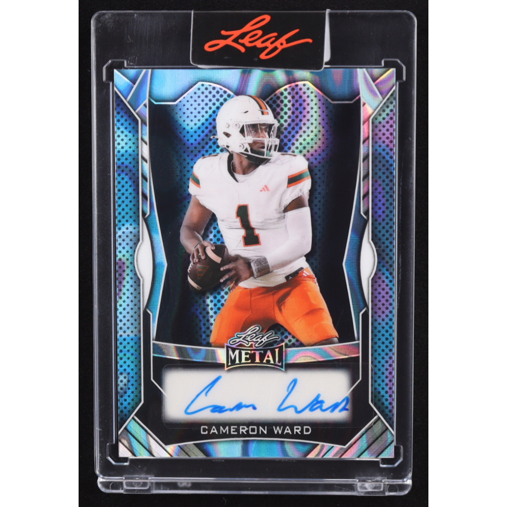 Cam Ward 2025 Leaf Metal Autograph Light Blue Lava #MACW1 RC #14/40 at PristineAuction.com