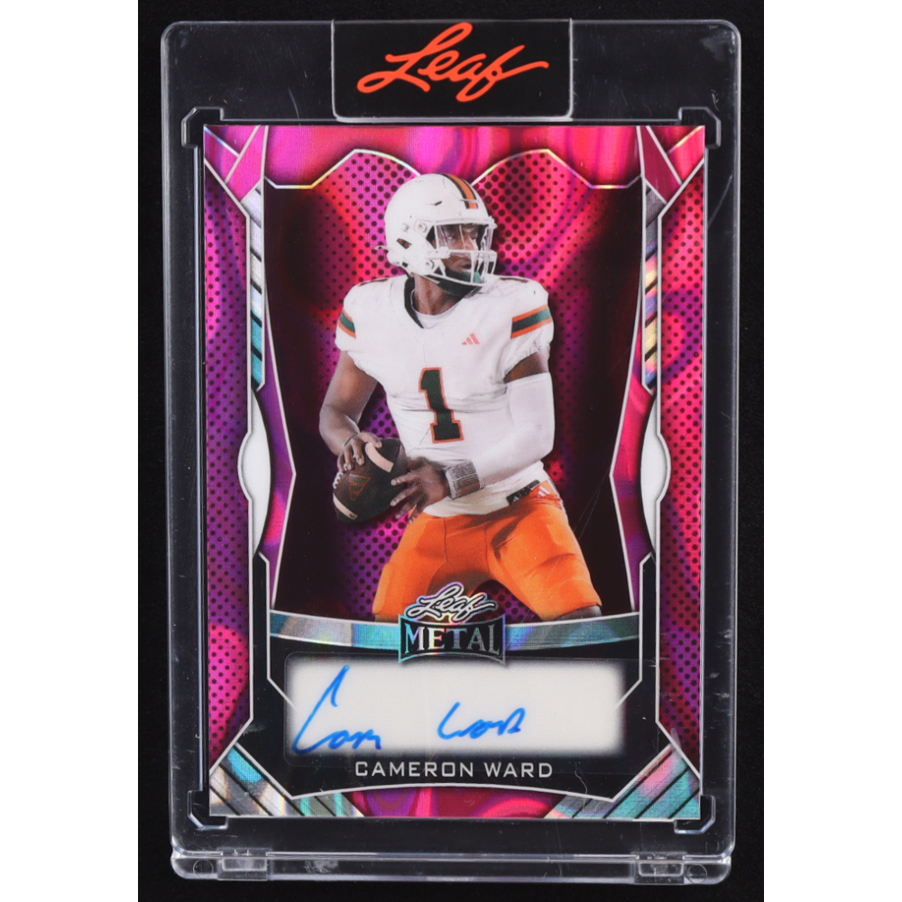 Cam Ward 2025 Leaf Metal Autograph Pink Lava #MACW1 RC #5/30 at PristineAuction.com