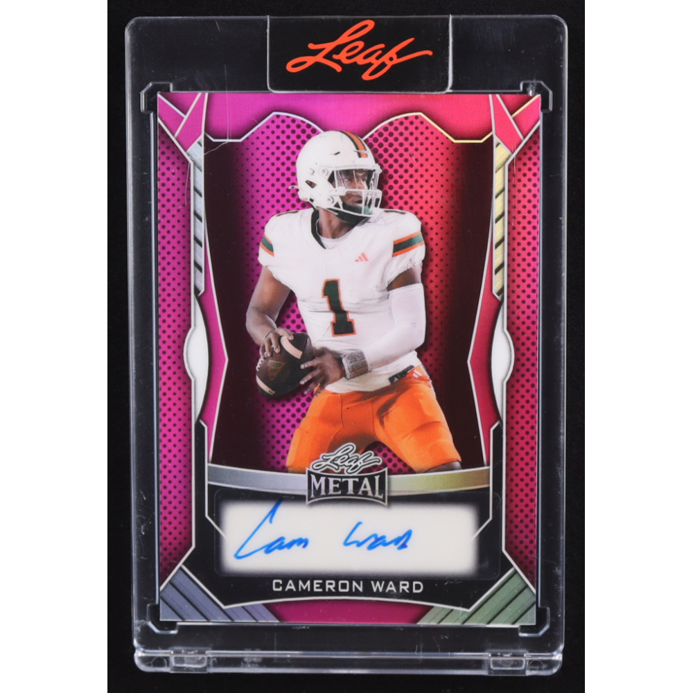 Cam Ward 2025 Leaf Metal Autograph Pink Lava #MACW1 RC #21/30 at PristineAuction.com
