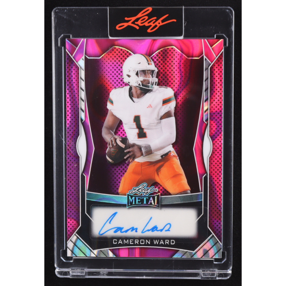 Cam Ward 2025 Leaf Metal Autograph Pink Lava #MACW1 RC #6/30 at PristineAuction.com