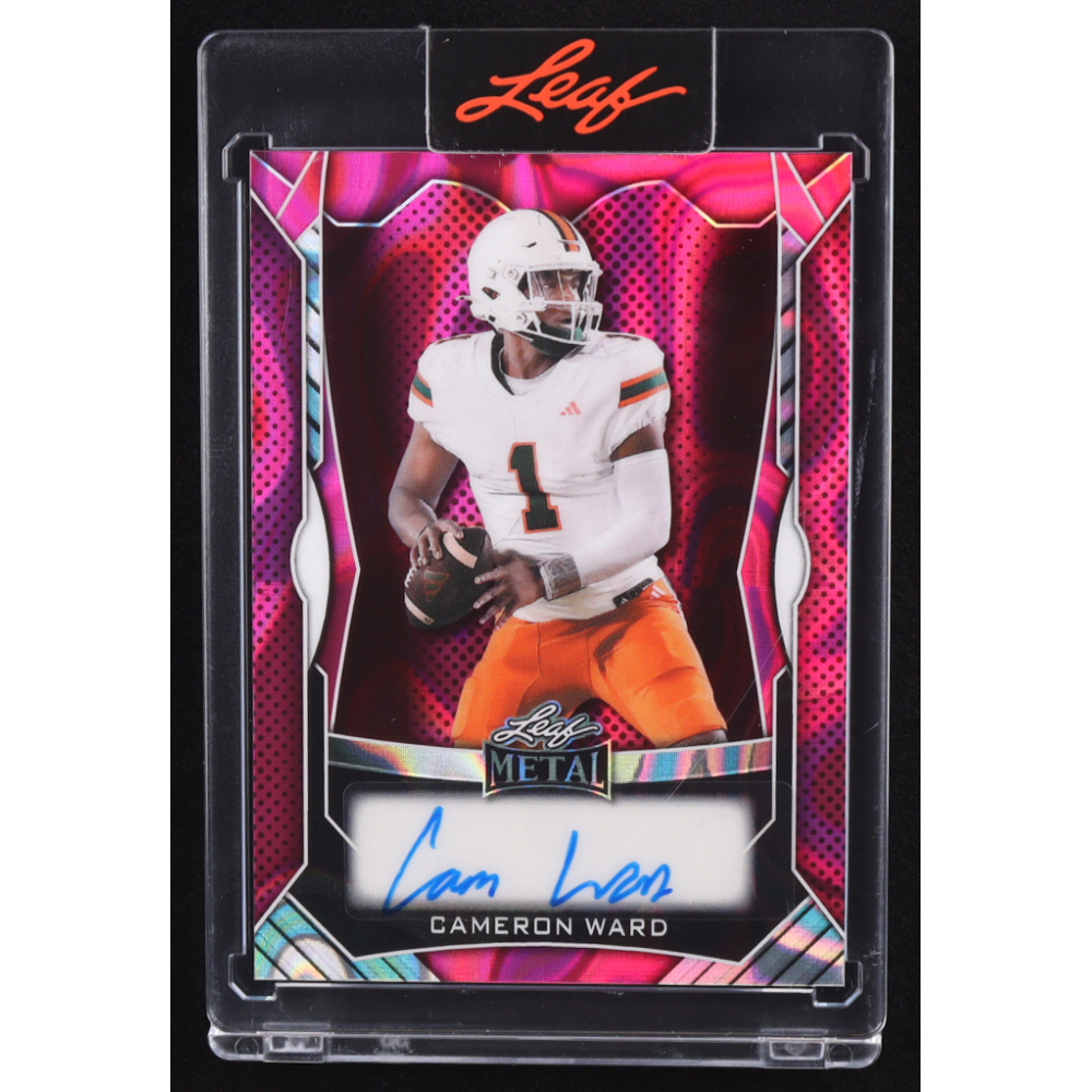 Cam Ward 2025 Leaf Metal Autograph Pink Lava #MACW1 RC #14/30 at PristineAuction.com