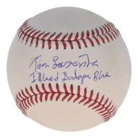 Tommy Lasorda Signed OML Baseball Inscribed "I Bleed Dodger Blue" (Beckett) at PristineAuction.com