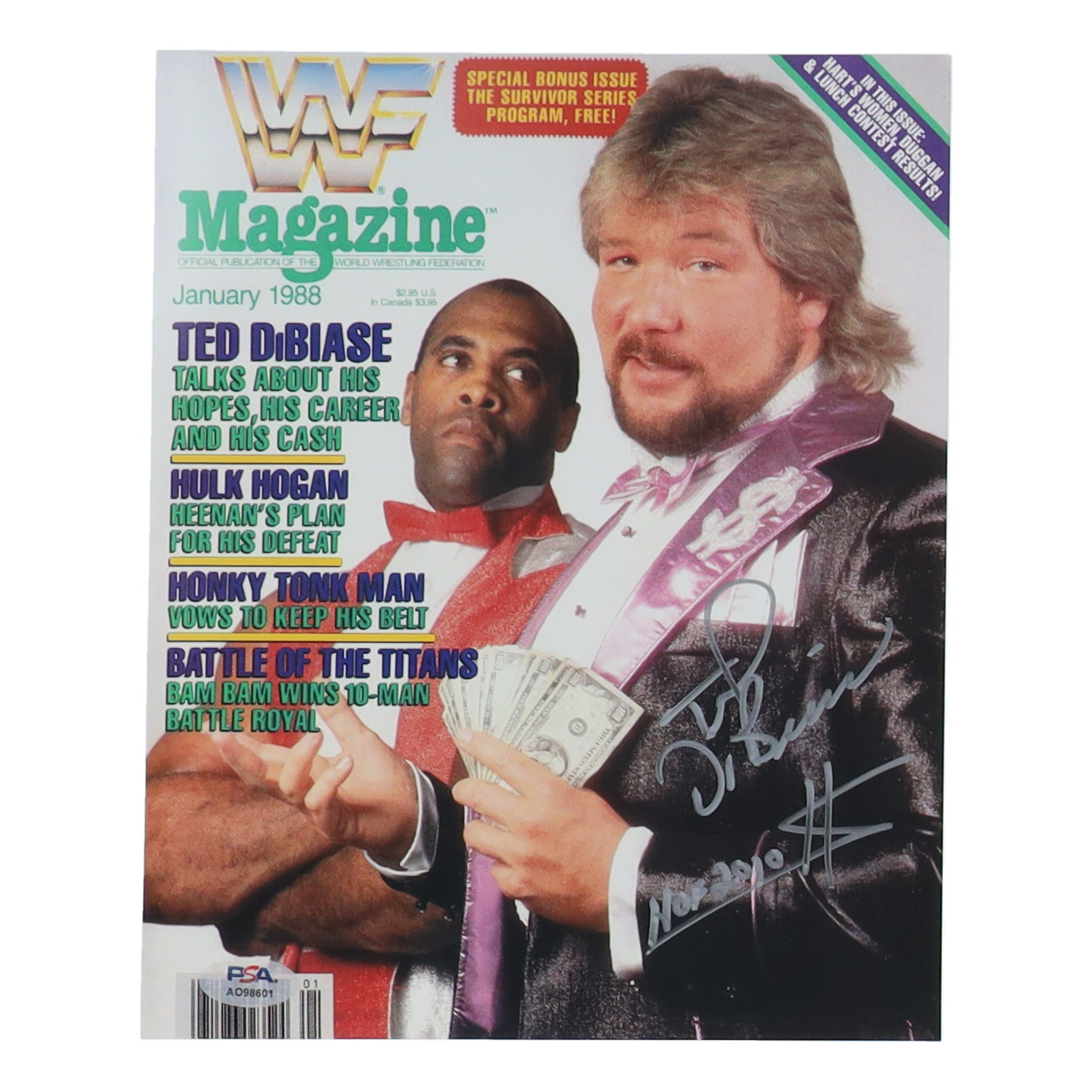 Ted DiBiase Signed WWF Magazine 8x10 Photo Inscribed "HOF 2010" & "$" (PSA) at PristineAuction.com Ted DiBiase Signed WWF Magazine 8x10 Photo Inscribed "HOF 2010" & "$" (PSA) at PristineAuction.com