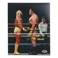 Robin Roussimoff Signed Wrestlemania III "Andre the Giant" 8x10 Photo Inscribed "8th Wonder Of The World" (PSA) at PristineAuction.com
