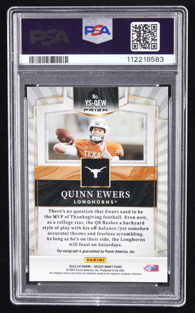 Quinn Ewers 2023-24 Select Draft Picks Youth Explosion Signatures Prizms Silver #YSQEW RC (PSA 10) at PristineAuction.com Quinn Ewers 2023-24 Select Draft Picks Youth Explosion Signatures Prizms Silver #YSQEW RC (PSA 10) at PristineAuction.com