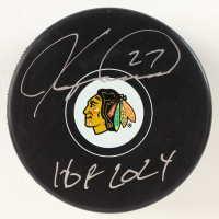 Jeremy Roenick Signed Blackhawks Logo Hockey Puck Inscribed "HOF 2024" (Schwartz) at PristineAuction.com