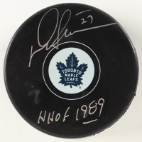 Darryl Sittler Signed Maple Leafs Logo Hockey Puck Inscribed "HHOF 1989" (Schwartz) at PristineAuction.com