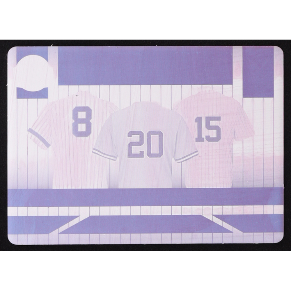 Yogi Berra / Jorge Posada / Thurman Munson 2023 Leaf Bronx Legacy Pinstripe Pride 3 Printing Plate Magenta #PP3-1 #1/1 at PristineAuction.com