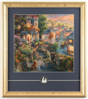 Thomas Kinkade "Lady and the Tramp" Custom Framed Print Display with Princess Anna Character Pin at PristineAuction.com