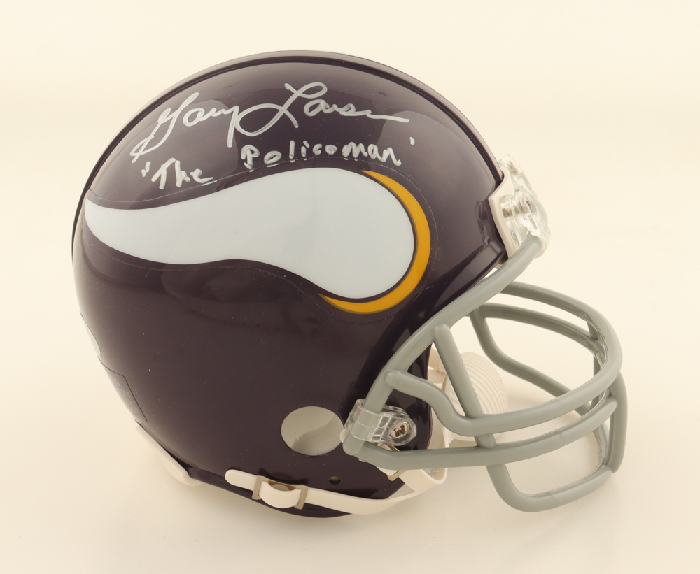 Gary Larsen Signed Vikings Speed Mini Helmet Inscribed "The Policeman" (PSA) at PristineAuction.com Gary Larsen Signed Vikings Speed Mini Helmet Inscribed "The Policeman" (PSA) at PristineAuction.com