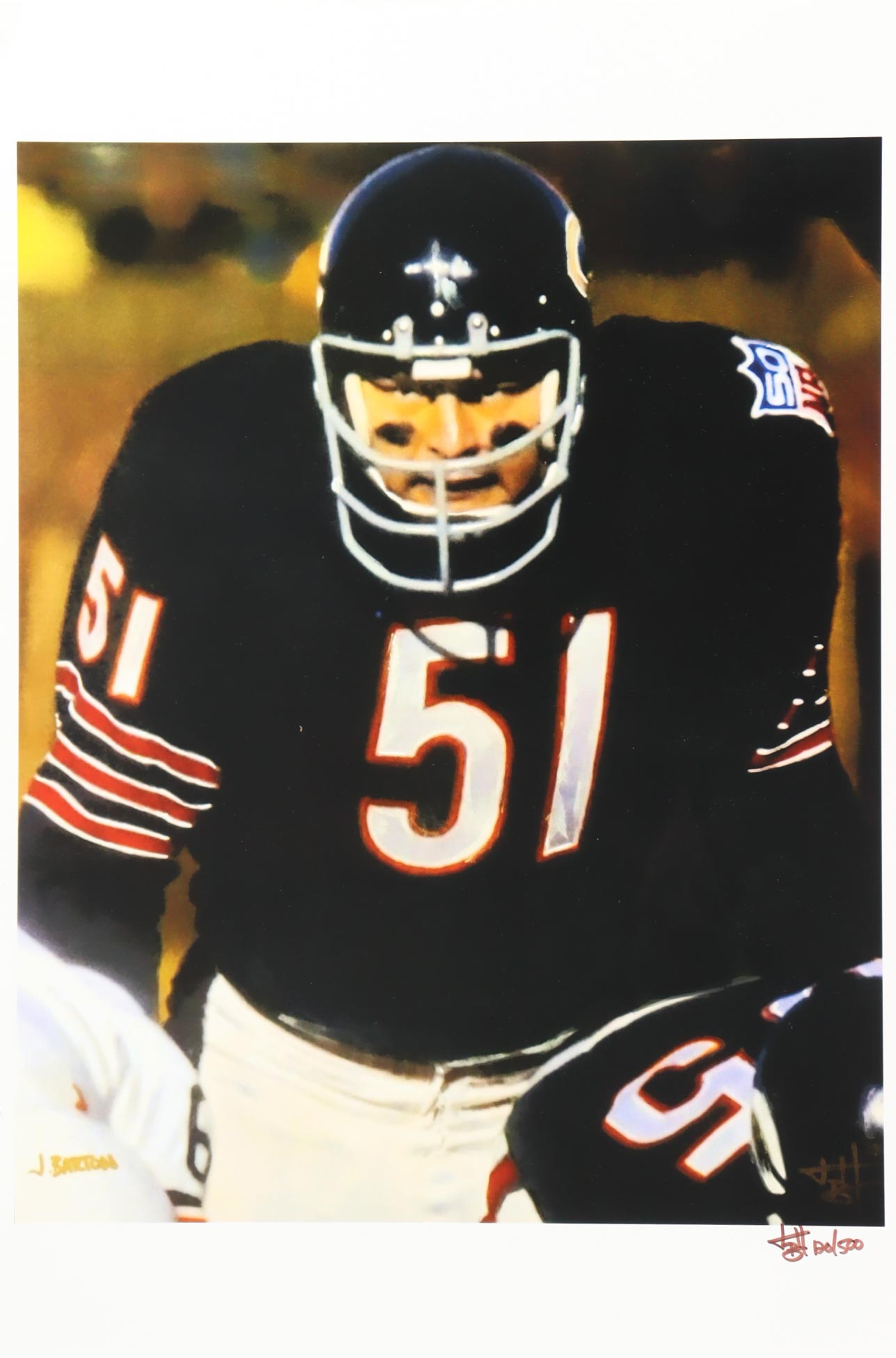 "Dick Butkus" Bears LE 12x18 Lithograph by Joshua Barton #/500 (PA) at PristineAuction.com "Dick Butkus" Bears LE 12x18 Lithograph by Joshua Barton #/500 (PA) at PristineAuction.com
