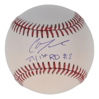 Christian Moore Signed OML Baseball Inscribed "24 1st RD #8" (Beckett) at PristineAuction.com