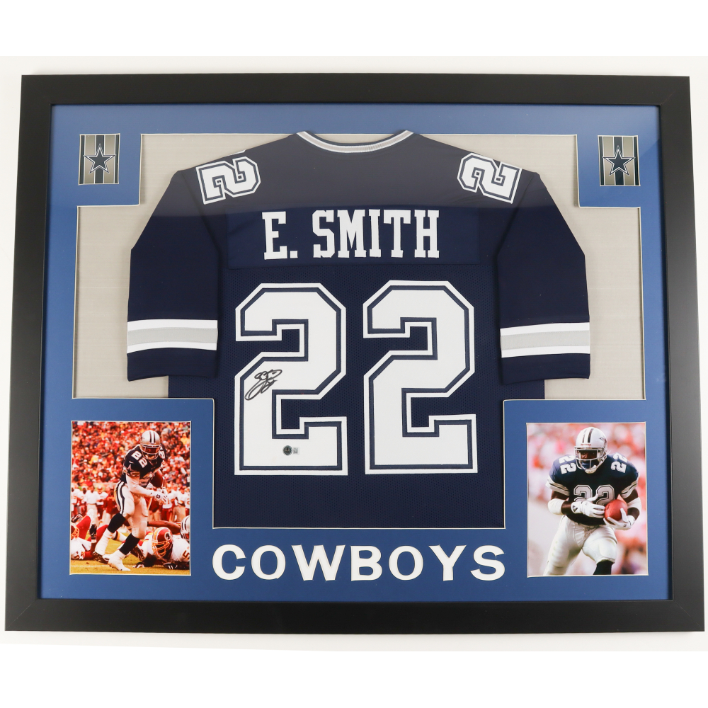 Emmitt Smith Signed Custom Framed Jersey Display (Beckett) at PristineAuction.com