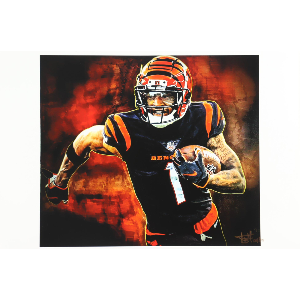 "Ja'Marr Chase" Bengals LE 12x18 Lithograph by Joshua Barton #/500 (PA) at PristineAuction.com