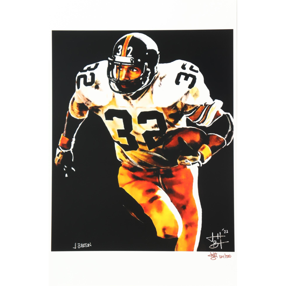 "Franco Harris" Steelers LE 12x18 Lithograph by Joshua Barton #/500 (PA) at PristineAuction.com