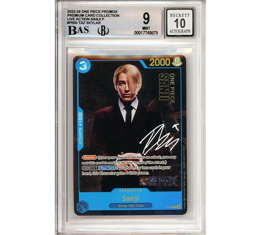 Taz Skylar Signed 2022-24 One Piece Card Game Promos Sanji P Premium Card Collection #P050 (BGS 9 | Auto 10) at PristineAuction.com Taz Skylar Signed 2022-24 One Piece Card Game Promos Sanji P Premium Card Collection #P050 (BGS 9 | Auto 10) at PristineAuction.com