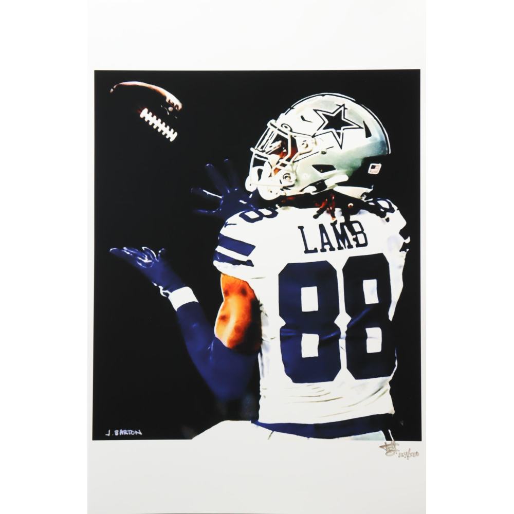 "CeeDee Lamb" Cowboys LE 12x18 Lithograph by Joshua Barton #/500 (PA) at PristineAuction.com