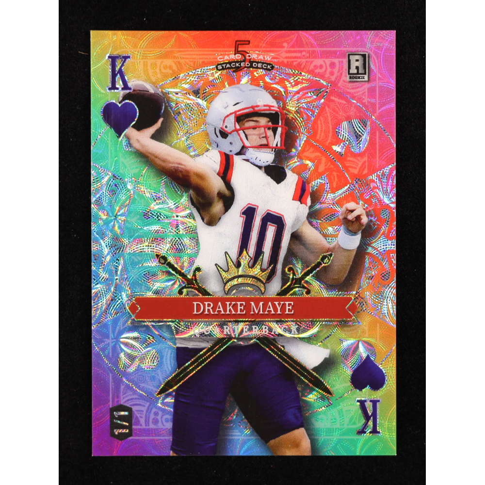 Drake Maye 2024 Wild Card 5 Card Draw Stacked Deck King Of Hearts Rainbow Kaleidoscope #SDPH-DMN #1/1 RC at PristineAuction.com