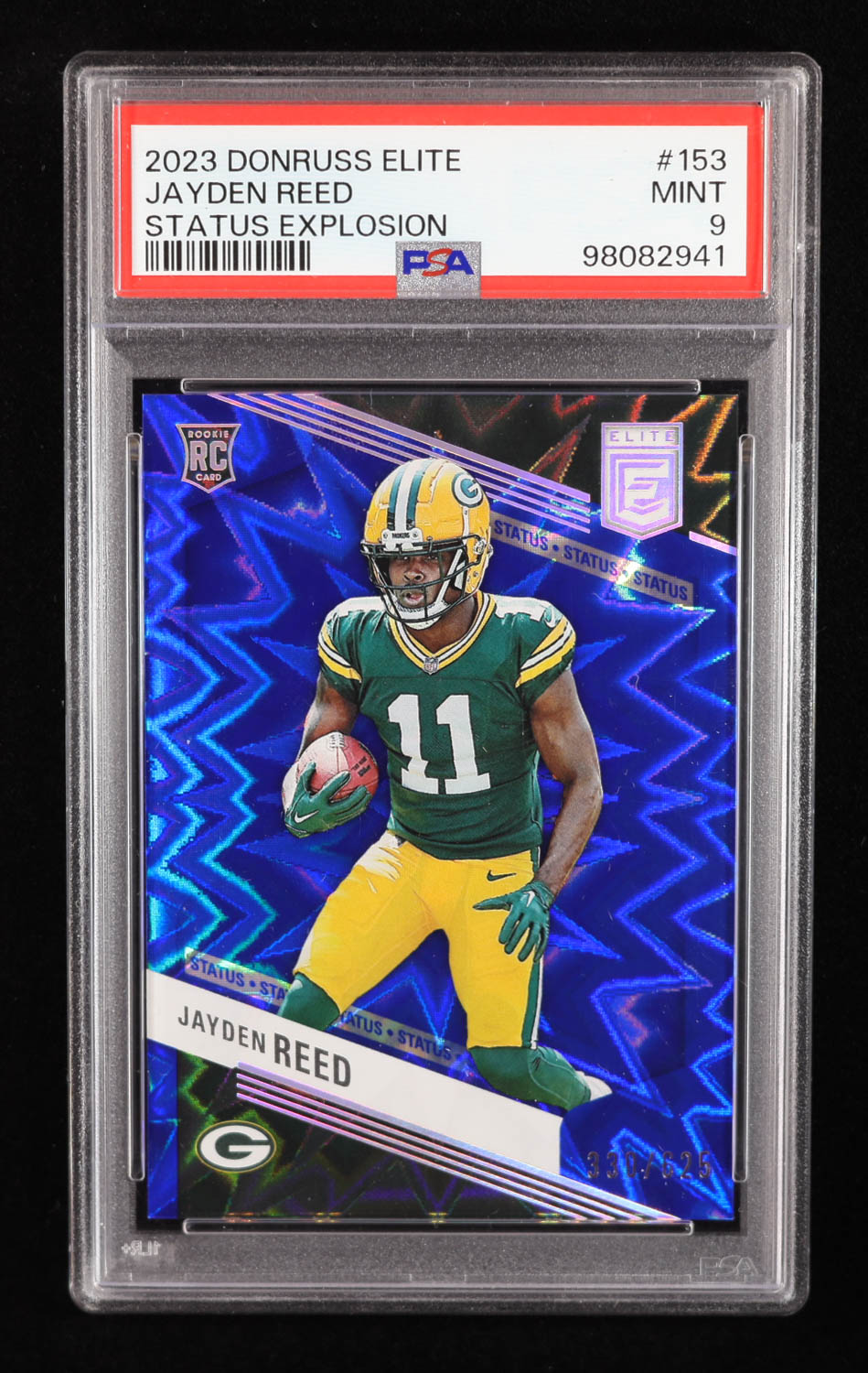Jayden Reed 2023 Elite Status Explosion #153 RC #330/625 (PSA 9) at PristineAuction.com Jayden Reed 2023 Elite Status Explosion #153 RC #330/625 (PSA 9) at PristineAuction.com
