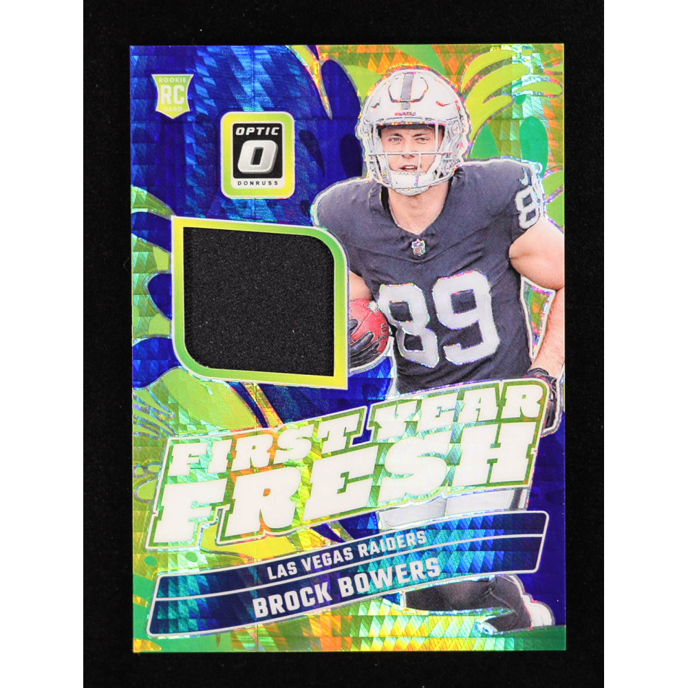 Brock Bowers 2024 Donruss Optic First Year Fresh Jerseys Blue Hyper #9 RC at PristineAuction.com