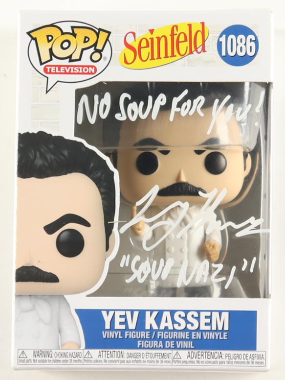 Larry Thomas Signed "Seinfeld" #1086 Yev Kassem Funko Pop! Vinyl Figure Inscribed "No Soup For You" & "Soup Nazi" (JSA) at PristineAuction.com Larry Thomas Signed "Seinfeld" #1086 Yev Kassem Funko Pop! Vinyl Figure Inscribed "No Soup For You" & "Soup Nazi" (JSA) at PristineAuction.com