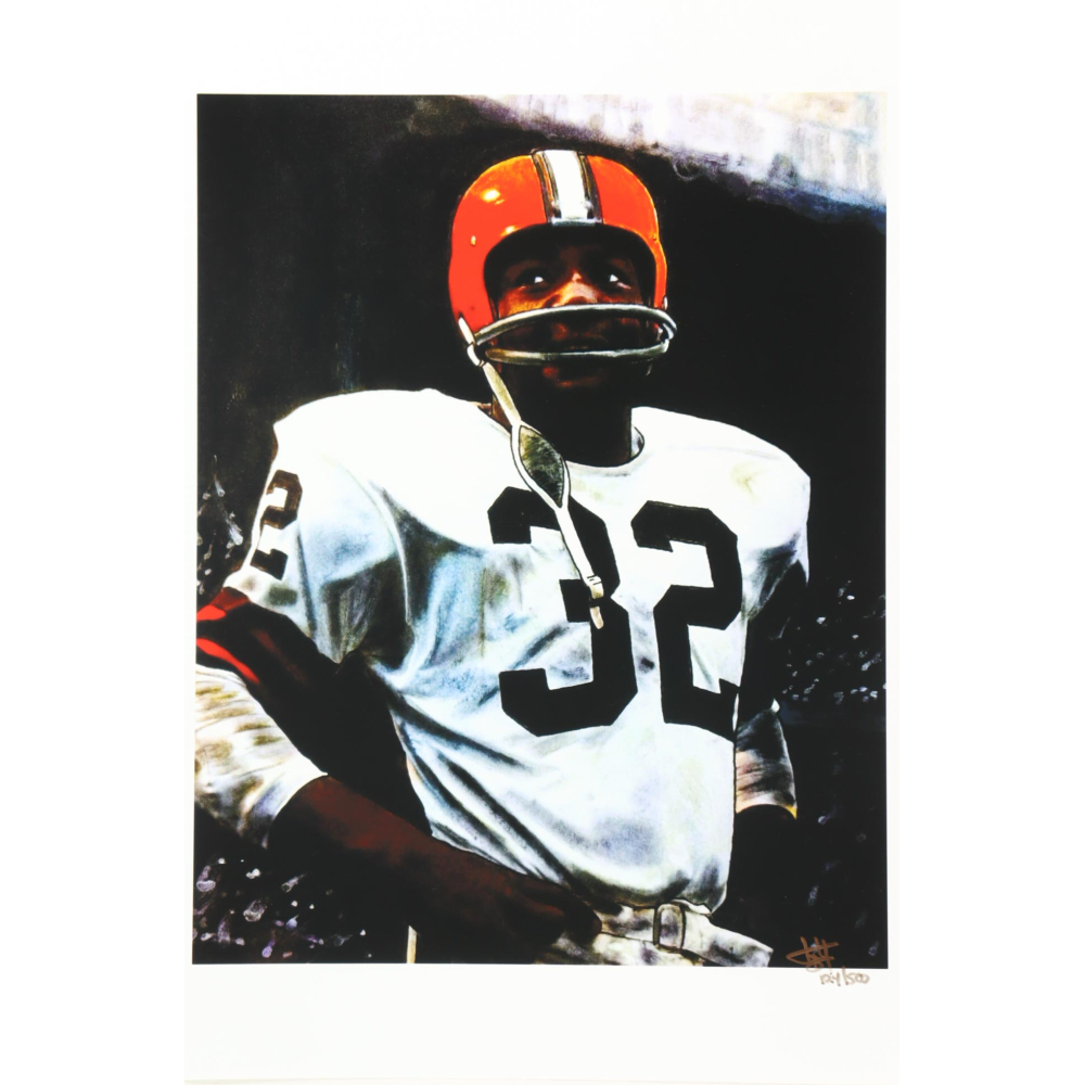 "Jim Brown" Browns LE 12x18 Lithograph by Joshua Barton #/500 (PA) at PristineAuction.com