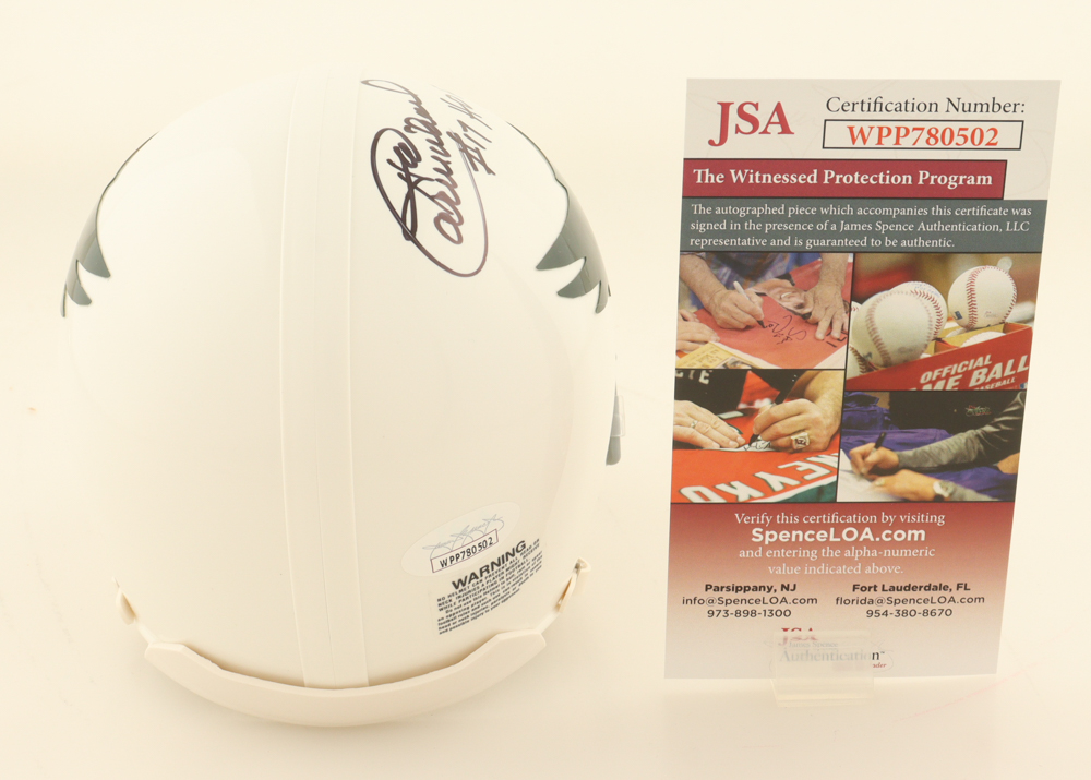 Harold Carmichael Signed Eagles Alternate Mini Helmet Inscribed "HOF 20" (JSA) at PristineAuction.com Harold Carmichael Signed Eagles Alternate Mini Helmet Inscribed "HOF 20" (JSA) at PristineAuction.com