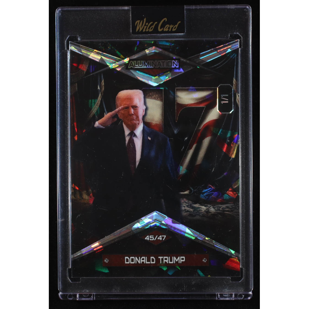 Donald Trump 2025 Wild Card Alumination 47th President Black Crystal #BCCV47DT5 #1/1 at PristineAuction.com