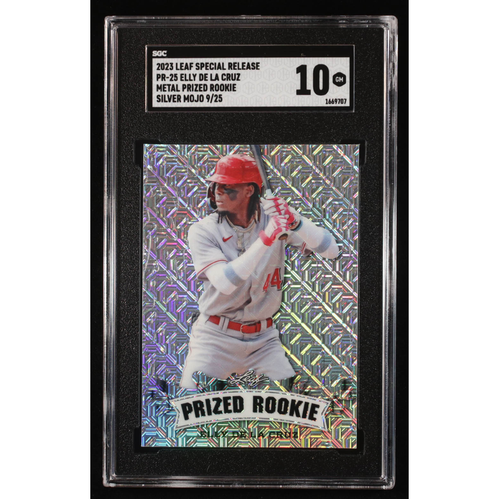 Elly De La Cruz 2023 Leaf Metal Special Release Prized Rookie Mojo Silver #PR25 RC #9/25 (SGC 10) at PristineAuction.com